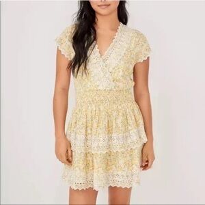 American Eagle Outfitters Yellow Flutter Sleeve Mini Dress